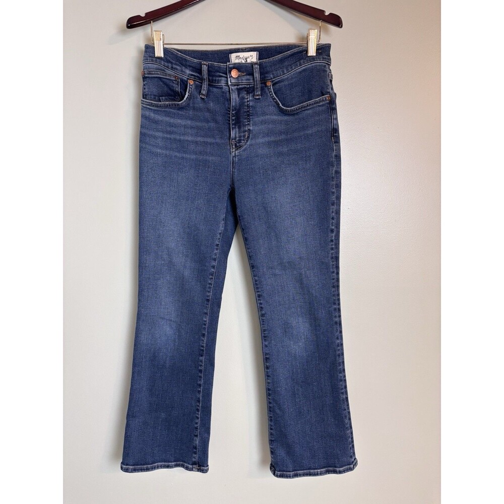 Madewell Mid-Rise Kick Out Jeans Womens 28 Dark Wash Denim Stretch Flare Crop